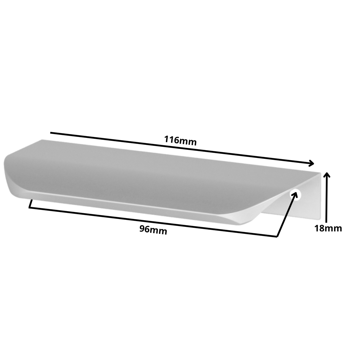 Mango de perfil redondo Edge Grip UA02 de 96 mm (longitud total de 116 mm) - Aluminio