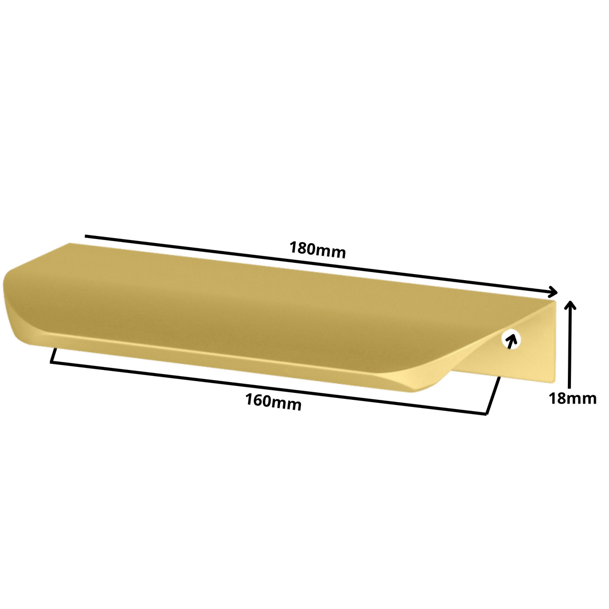 Perfil tirador de canto redondo UA02 de 160 mm (longitud total de 180 mm) - Oro