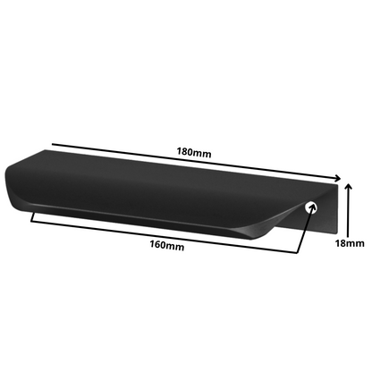 Perfil tirador de canto redondo UA02 de 160 mm (longitud total de 180 mm) - Negro mate