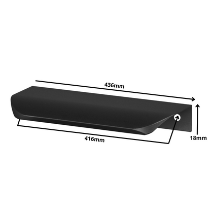 Perfil tirador de canto redondo UA02 de 416 mm (longitud total de 436 mm) - Negro mate