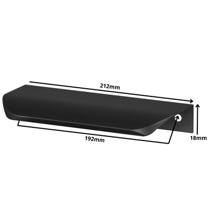 Perfil tirador de canto redondo UA02 de 192 mm (longitud total de 212 mm) - Negro mate