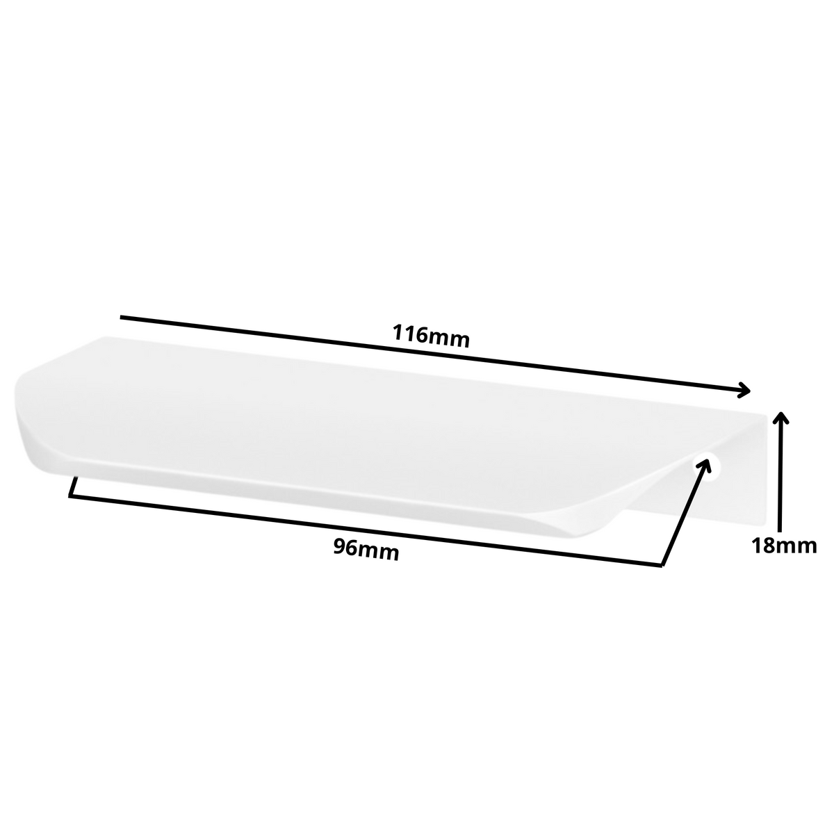 Mango de perfil redondo Edge Grip UA02 de 96 mm (longitud total de 116 mm) - Blanco