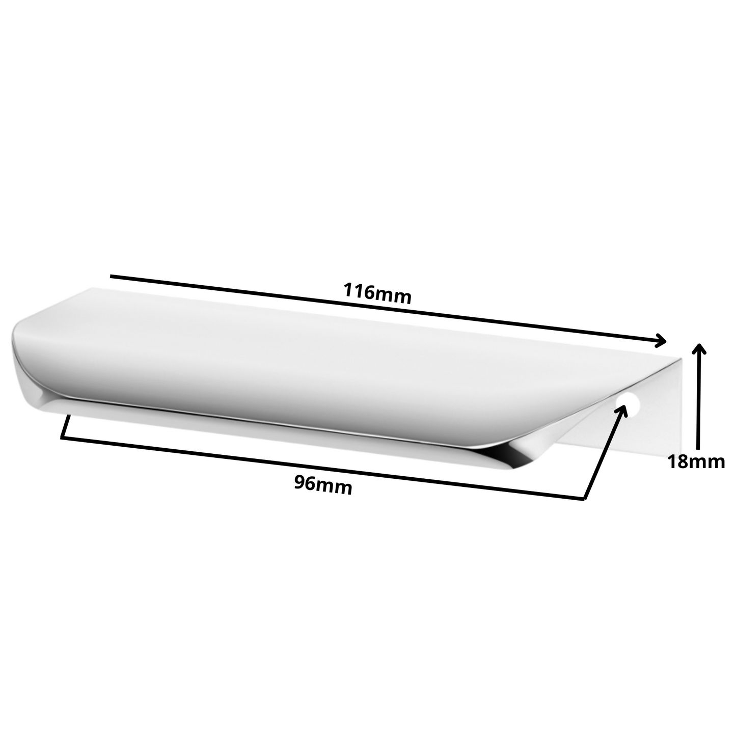 Mango de perfil redondo Edge Grip UA02 de 96 mm (longitud total de 116 mm) - Electropulido
