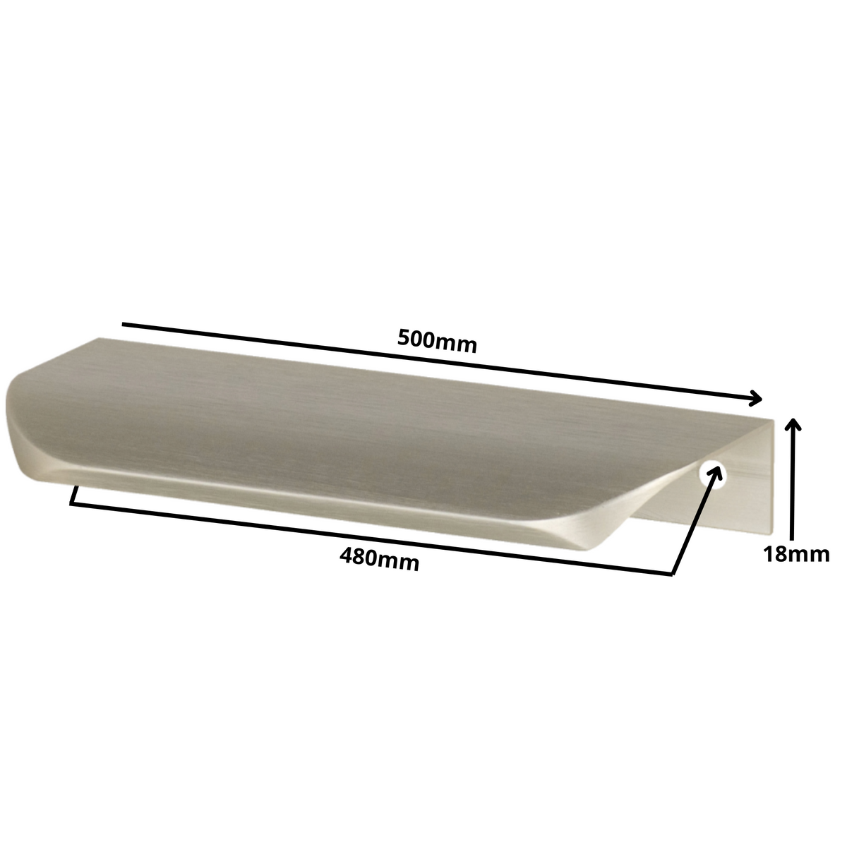 Mango de perfil redondo Edge Grip UA02 de 480 mm (longitud total de 500 mm) - Acero inoxidable cepillado