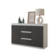 MIKEL - Cómoda de 3 cajones y 2 puertas - Armario de almacenamiento para dormitorio - Blanco Mate / Antracita - A75cm A120cm