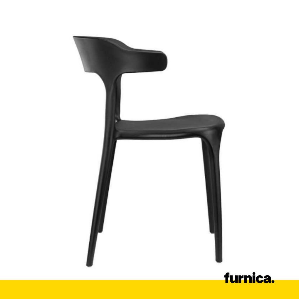 STEFANO - Silla de plástico para comedor/oficina con patas de plástico - Negro