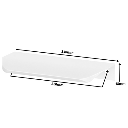 Perfil tirador de canto redondo UA02 de 320 mm (longitud total de 340 mm) - Blanco