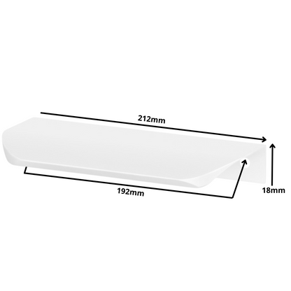Perfil tirador de canto redondo UA02 de 192 mm (longitud total de 212 mm) - Blanco