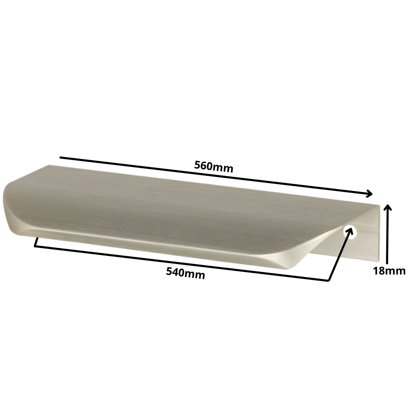 Mango de perfil redondo Edge Grip UA02 de 540 mm (longitud total de 560 mm) - Acero inoxidable cepillado