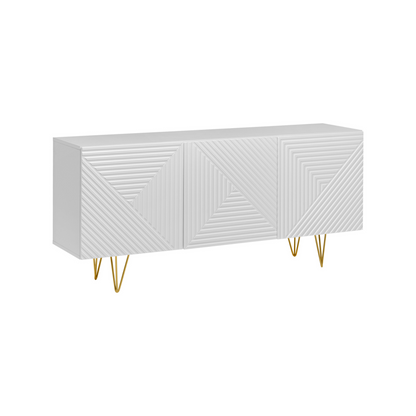 PIRÁMIDE - Aparador con frentes/puertas de MDF fresado en 3D - Blanco mate (2) – Furnica