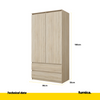 JOELLE - Armario de 2 puertas con 2 cajones - Roble Sonoma - A180cm A90cm P50cm