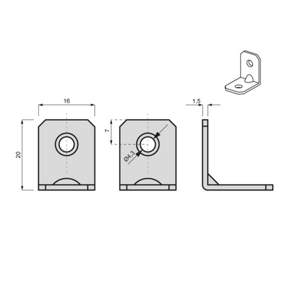 Escuadra metálica para muebles - acero