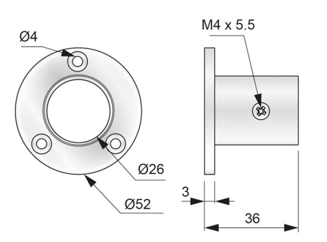Conjunto de 2 bridas altas para tubo de 25 mm, cromadas (2) – Furnica
