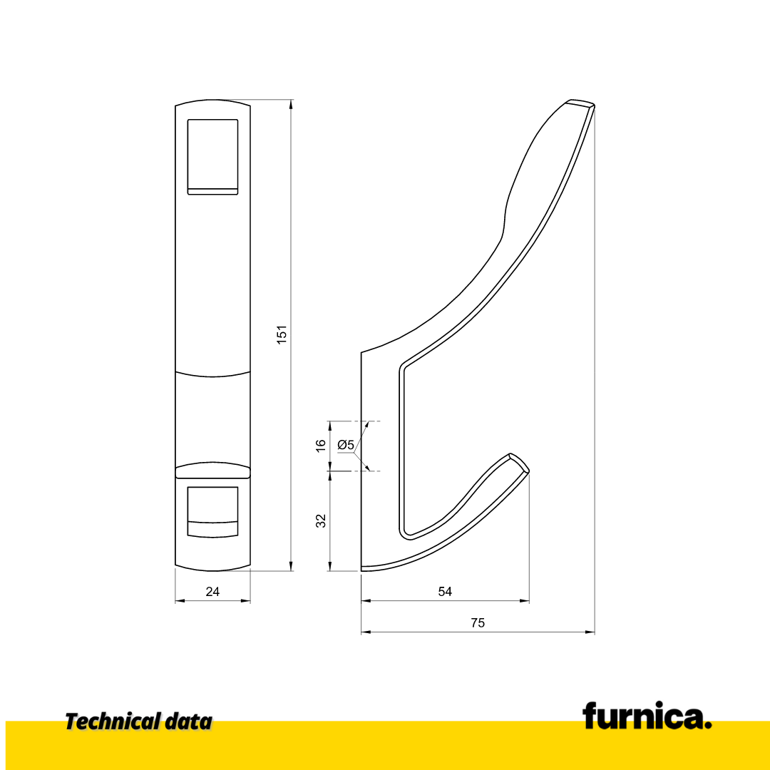Doble gancho colgador moderno - Vertical - Cromado (2) – Furnica