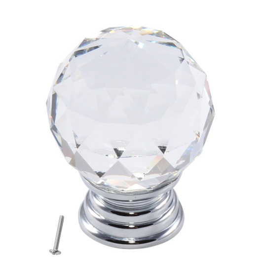 Perilla redonda de cristal con efecto de vidrio para gabinetes - Ø35mm - Cromo – Furnica