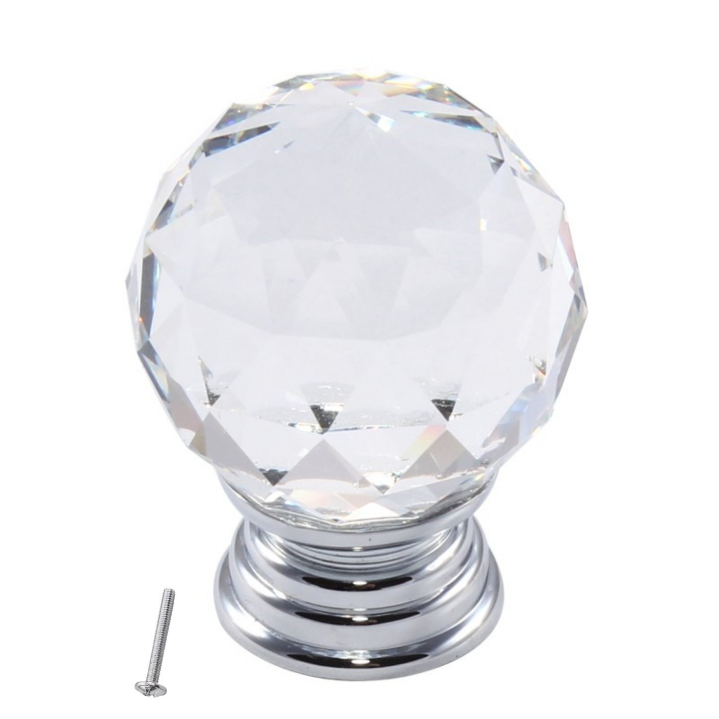 Perilla redonda de cristal con efecto de vidrio - Ø20mm - Cromo – Furnica