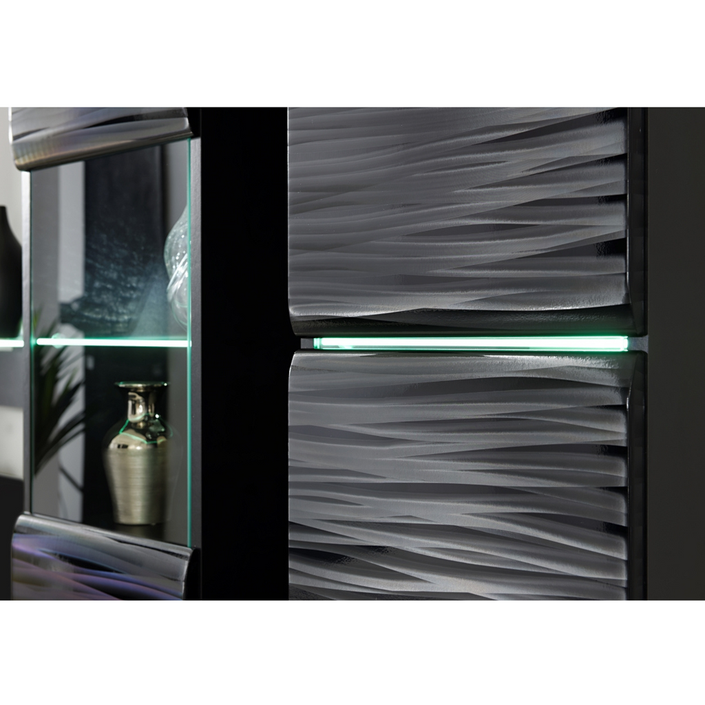 Unidad de pared BLADE - Conjunto de muebles de salón - Negro Mate / Sahara 3D