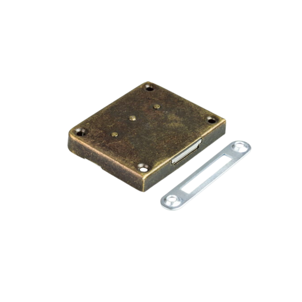 Cerradura de mueble 49x60 mm - Oro viejo
