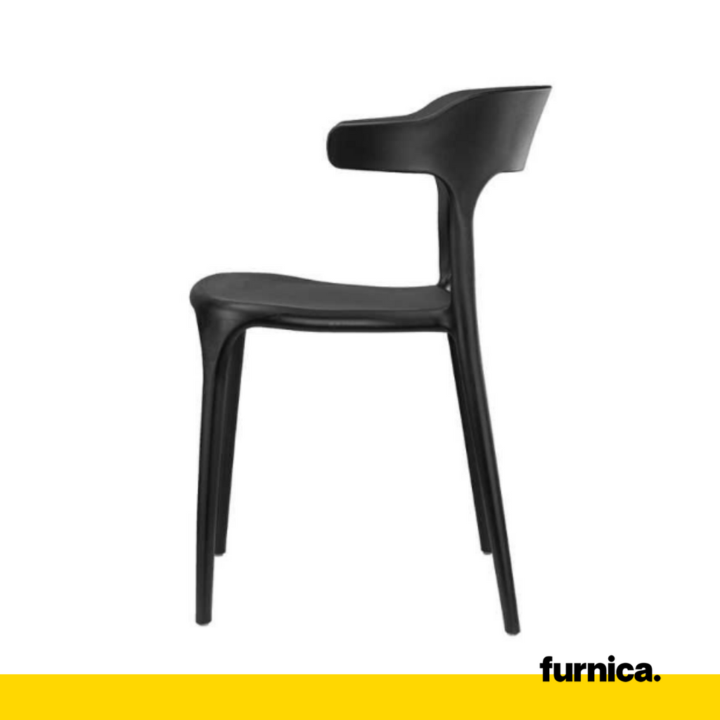 STEFANO - Silla de plástico para comedor/oficina con patas de plástico - Negro