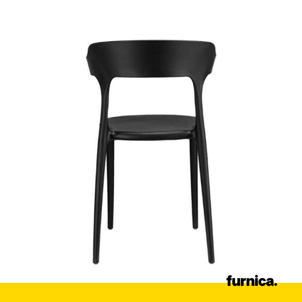 STEFANO - Silla de plástico para comedor/oficina con patas de plástico - Negro