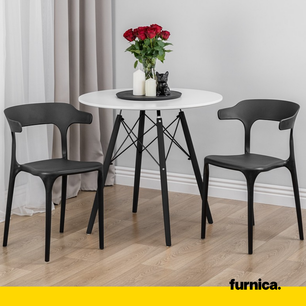 STEFANO - Silla de plástico para comedor/oficina con patas de plástico - Negro