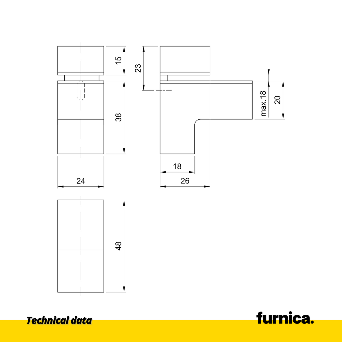 Soporte de vidrio y plato en forma de L - Negro Mate (2) – Furnica