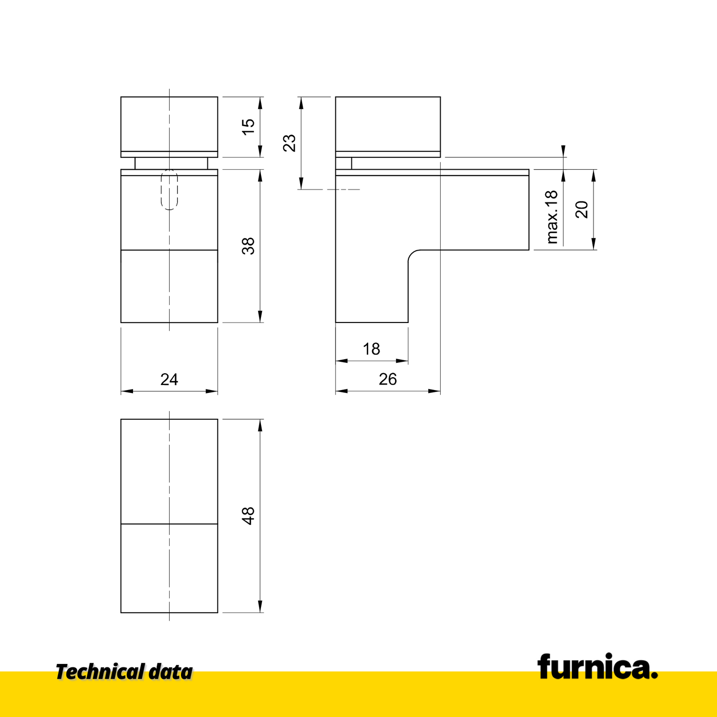 Soporte de vidrio y plato en forma de L - Satinado (2) – Furnica