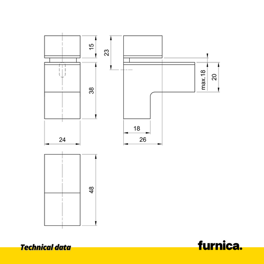 Soporte de vidrio y plato en forma de L - Satinado (2) – Furnica