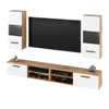 MIRANDA - Mueble TV colgante - 4 armarios - Roble Wotan / Blanco Mate