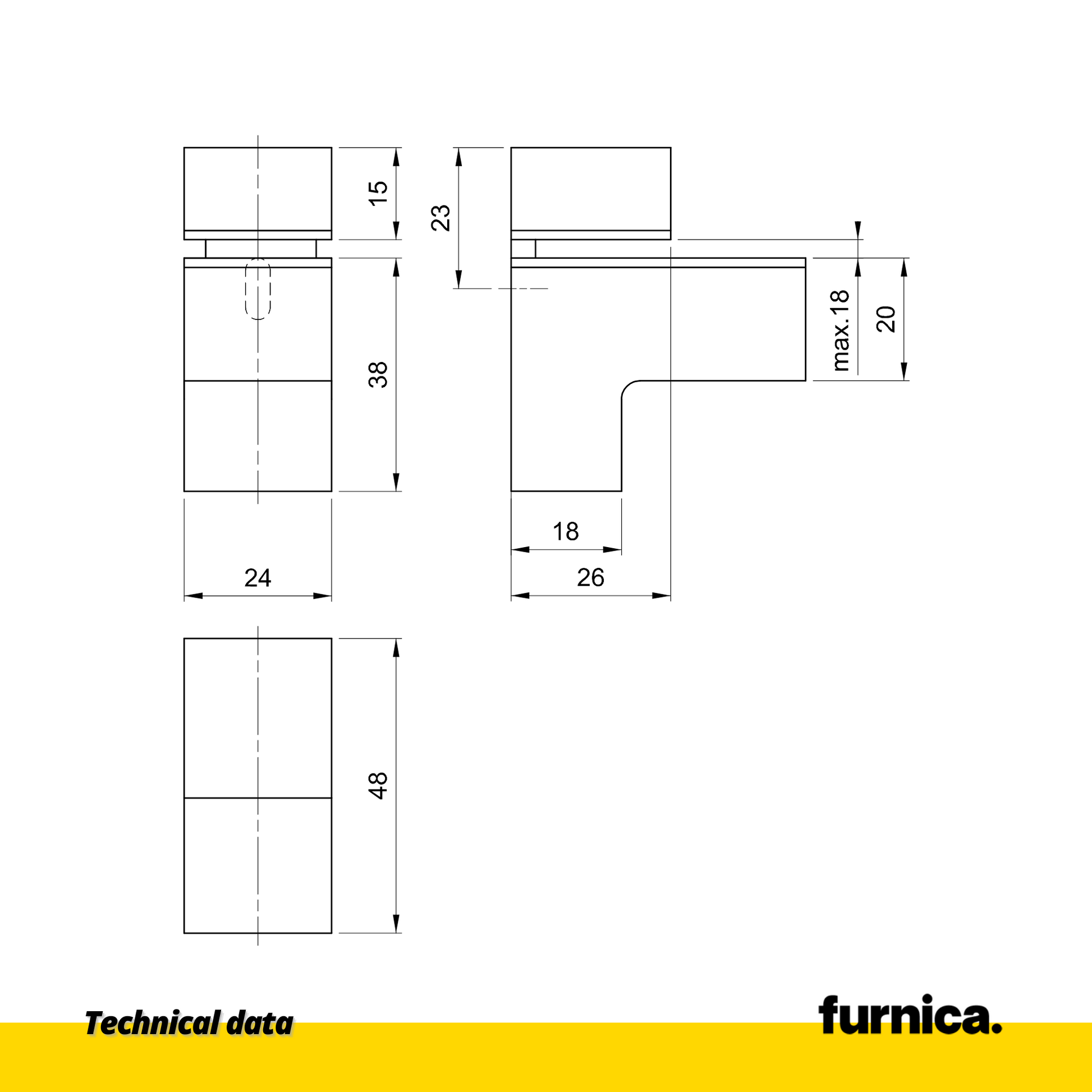Soporte de vidrio y plato en forma de L - Cromo Mate (2) – Furnica