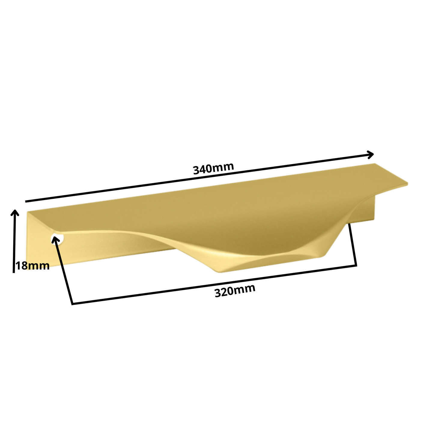 Mango de perfil redondo Edge Grip UA04 de 320 mm (longitud total de 340 mm) - Oro