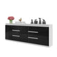 MIKEL - Cómoda de 6 cajones y 3 puertas - Armario de almacenamiento para dormitorio - Aparador - Blanco Mate / Negro