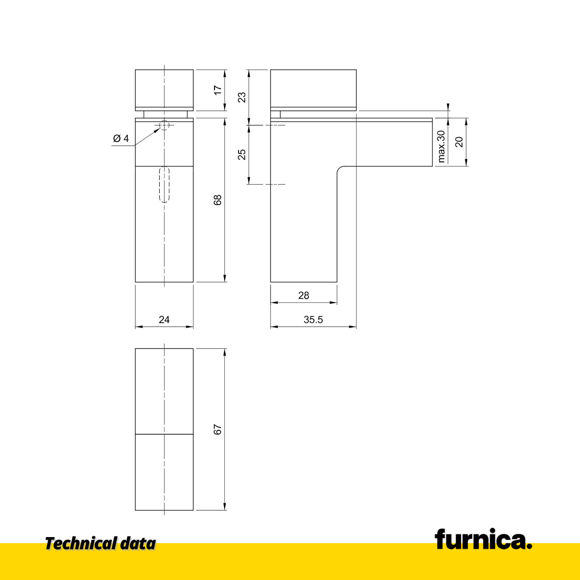 Soporte de vidrio y plato en forma de L II - Cromo mate (2) – Furnica