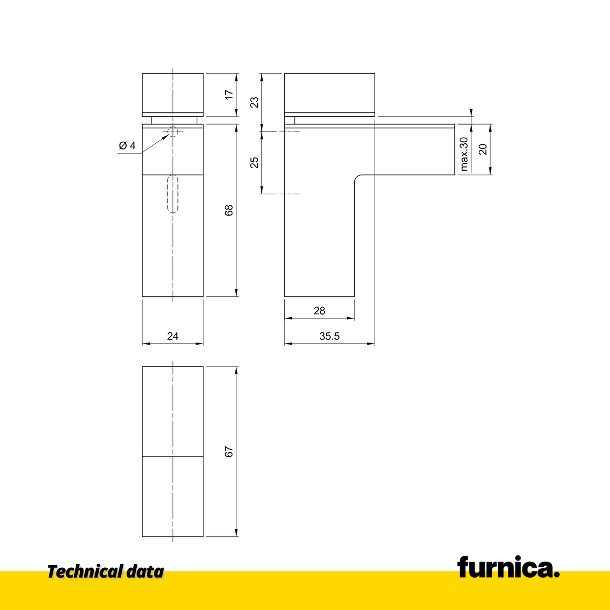 Soporte de vidrio y plato en forma de L II - Satinado (2) – Furnica