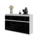 NOAH - Cómoda de 3 cajones y 3 puertas - Armario de almacenamiento para dormitorio - Blanco Mate / Negro Brillante - A75cm