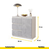 MIKEL - Cómoda de 3 cajones y 1 puerta - Armario de almacenamiento para el dormitorio - Blanco Mate / Hormigón - A75cm A80cm P35cm