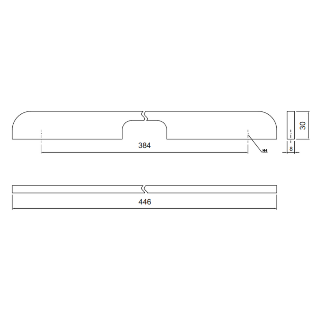 Manija de mueble 384mm U084 - Cromo