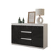 MIKEL - Cómoda de 3 cajones y 2 puertas - Armario de almacenamiento para dormitorio - Aparador - Blanco Mate / Negro