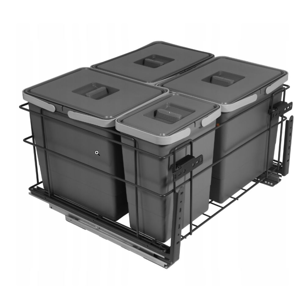 Cubo de reciclaje con cierre suave - 3x15 l + 1x6 l - mueble de 60 cm