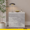 MIKEL - Cómoda de 3 cajones y 1 puerta - Armario de almacenamiento para el dormitorio - Blanco Mate / Hormigón - A75cm A80cm P35cm
