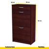 JULIA - Zapatero con 1 cajón y almacenamiento de 2 niveles - Wenge H92cm W50cm D28cm