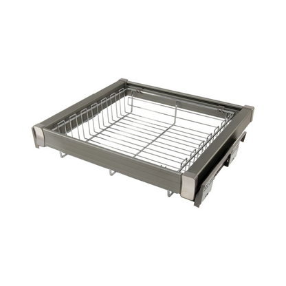 Cestas de almacenamiento extraíbles para armario de 80 cm con cierre suave - Estante individual - Cromo – Furnica