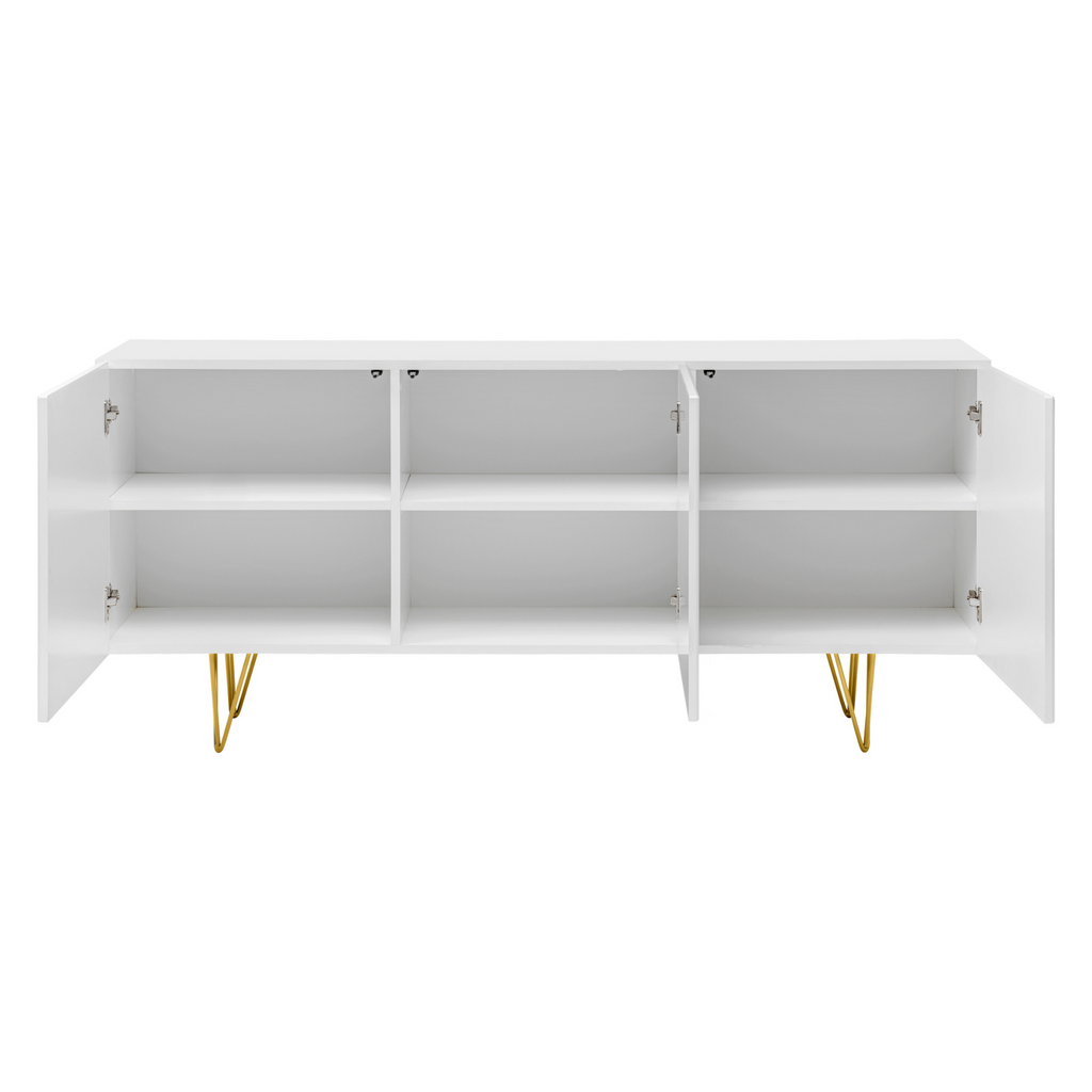 PIRÁMIDE - Aparador con frentes/puertas de MDF fresado en 3D - Blanco mate