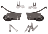 Conjunto de 2 guías superiores asimétricas + 2 ruedas inferiores + 6 tornillos (mango Gabriel)