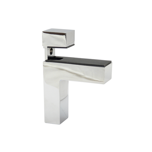 Soporte de vidrio y plato en forma de L III - Cromo mate – Furnica