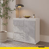 MIKEL - Cómoda de 3 cajones y 1 puerta - Armario de almacenamiento para el dormitorio - Blanco Mate / Hormigón - A75cm A80cm P35cm