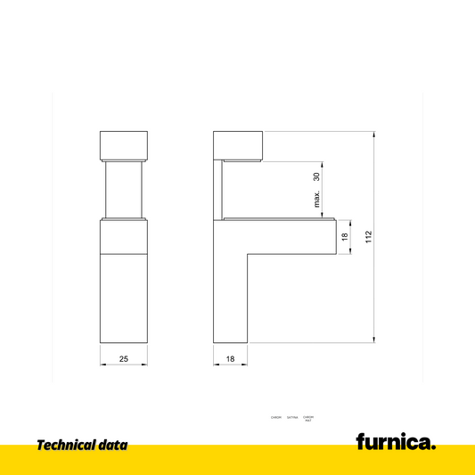 Soporte de vidrio y plato en forma de L III - Cromo (2) – Furnica