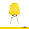 FABRIZIO - Silla de comedor / oficina de terciopelo acolchado con patas de madera - Amarillo