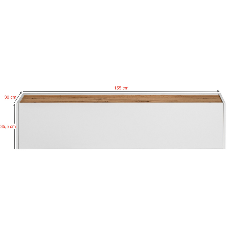 CARLO III - Conjunto de muebles de salón - Blanco Mate / Roble Wotan