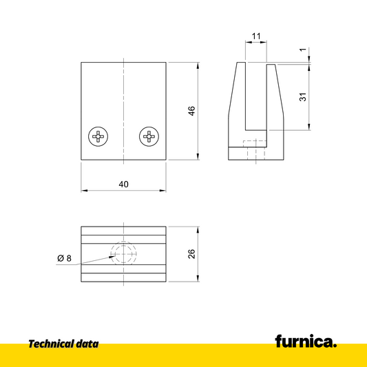 Soporte de estante de vidrio cuadrado - Cromo (2) – Furnica